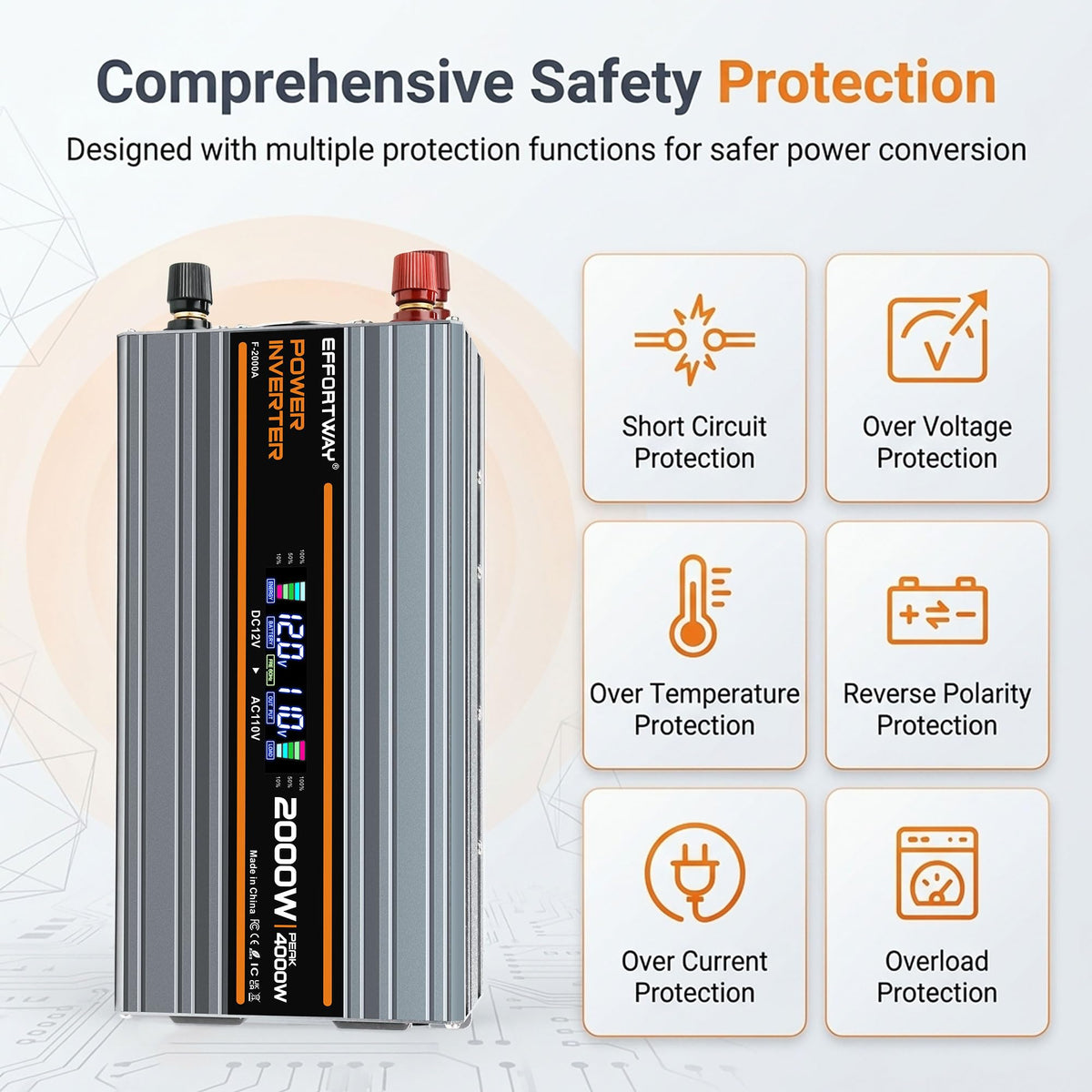 Effortway rugged aluminum housing detail protecting the inverter from impacts