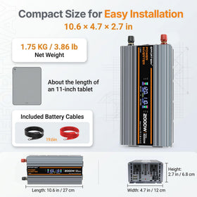 Effortway inverter next to laptop to show compact size and real-world scale