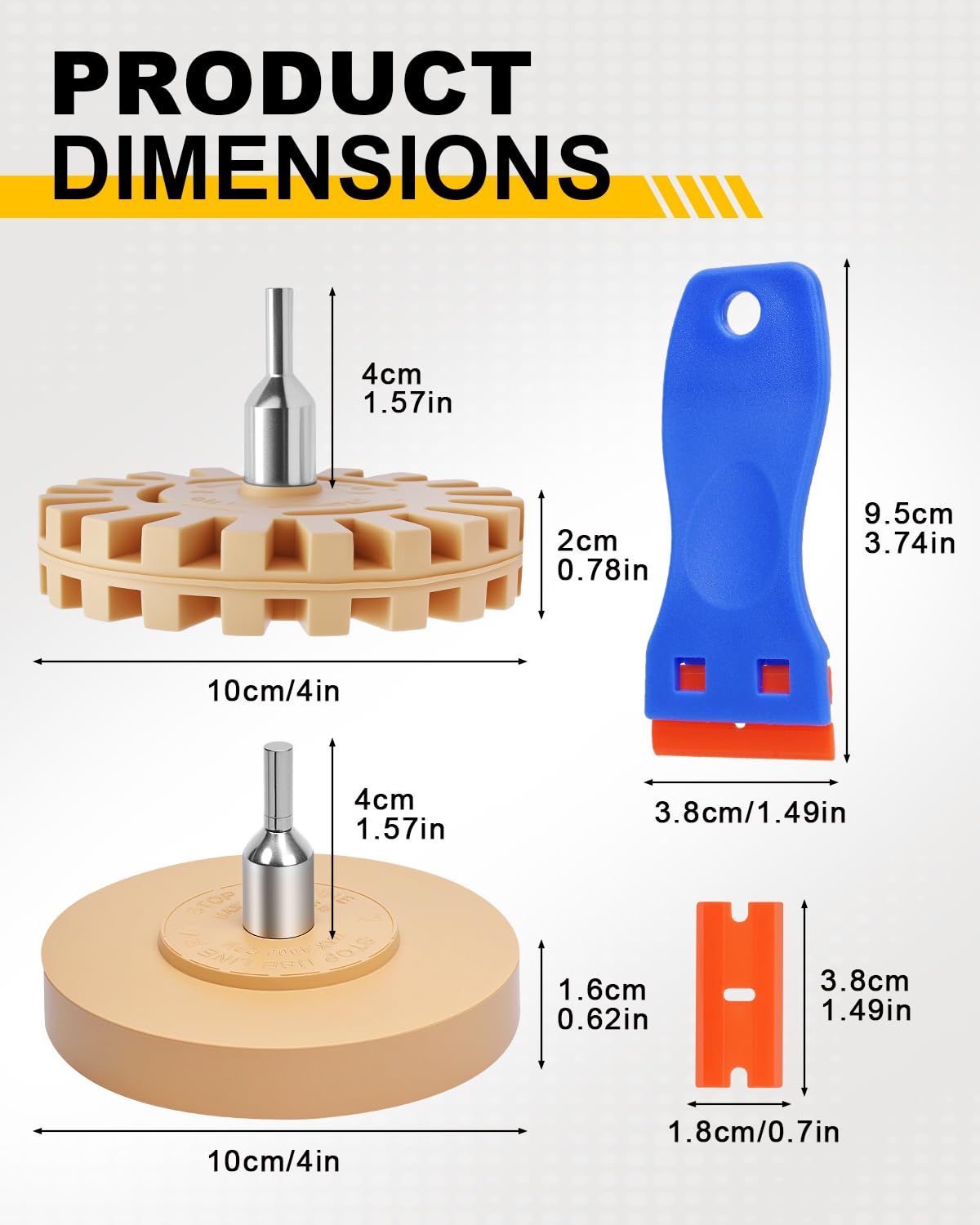 eFuncar serrated eraser wheel close-up showing teeth texture for cooling and safer removal