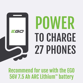 EGO Power+ Nexus Escape AC outlet close-up showing 120V socket for safe device power