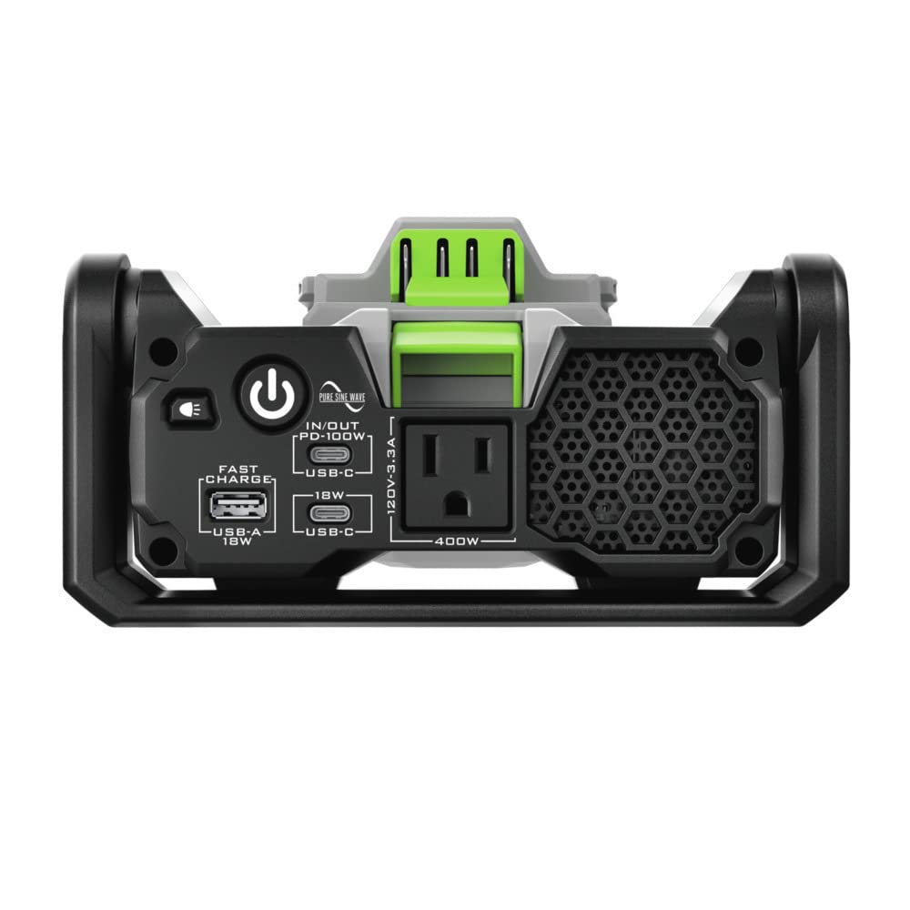 EGO POWER+ on campsite table powering devices for outdoor productivity