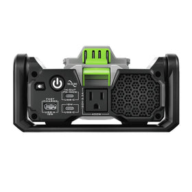 EGO POWER+ on campsite table powering devices for outdoor productivity