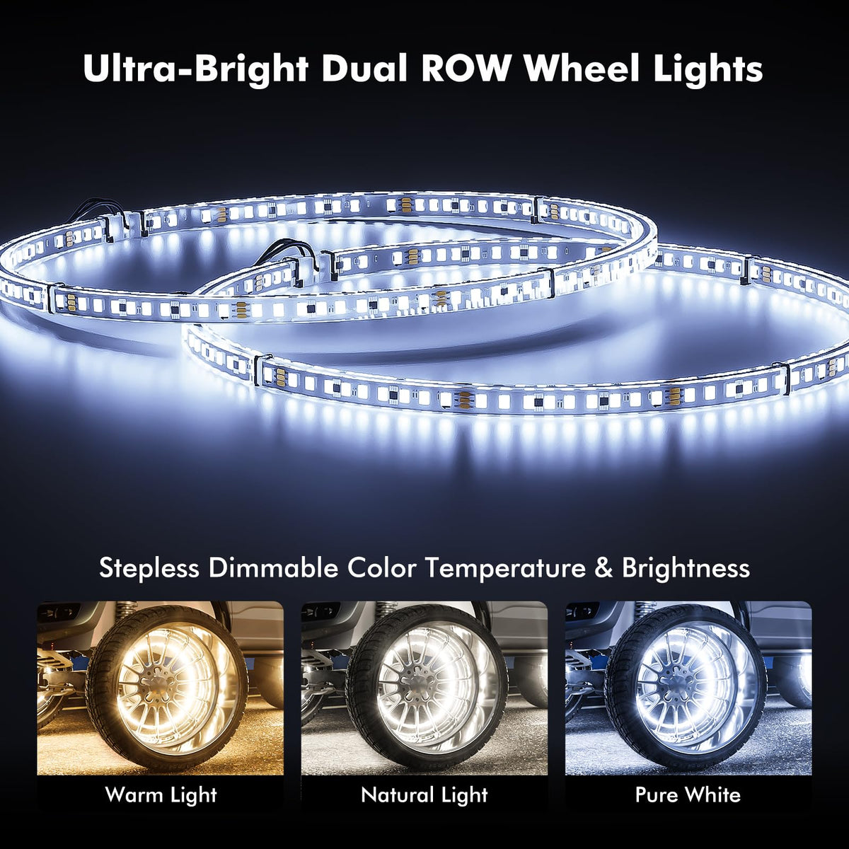 Ehaho LED array close-up showing double-row LEDs and bright output