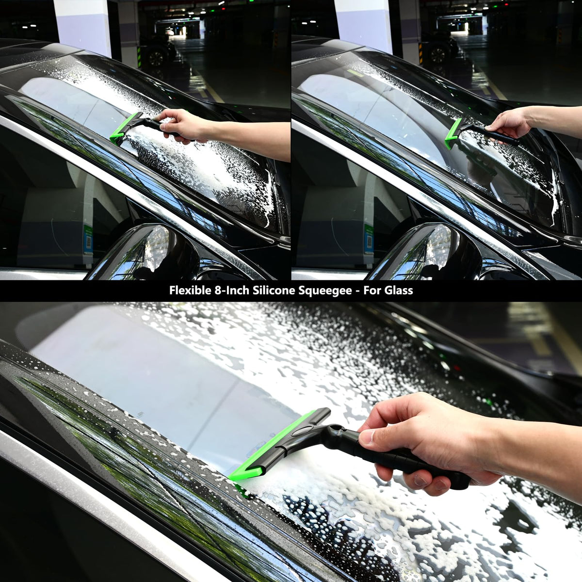 EHDIS squeegee shown in hand to show 8-inch scale for easy storage and control