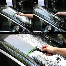 EHDIS squeegee shown in hand to show 8-inch scale for easy storage and control