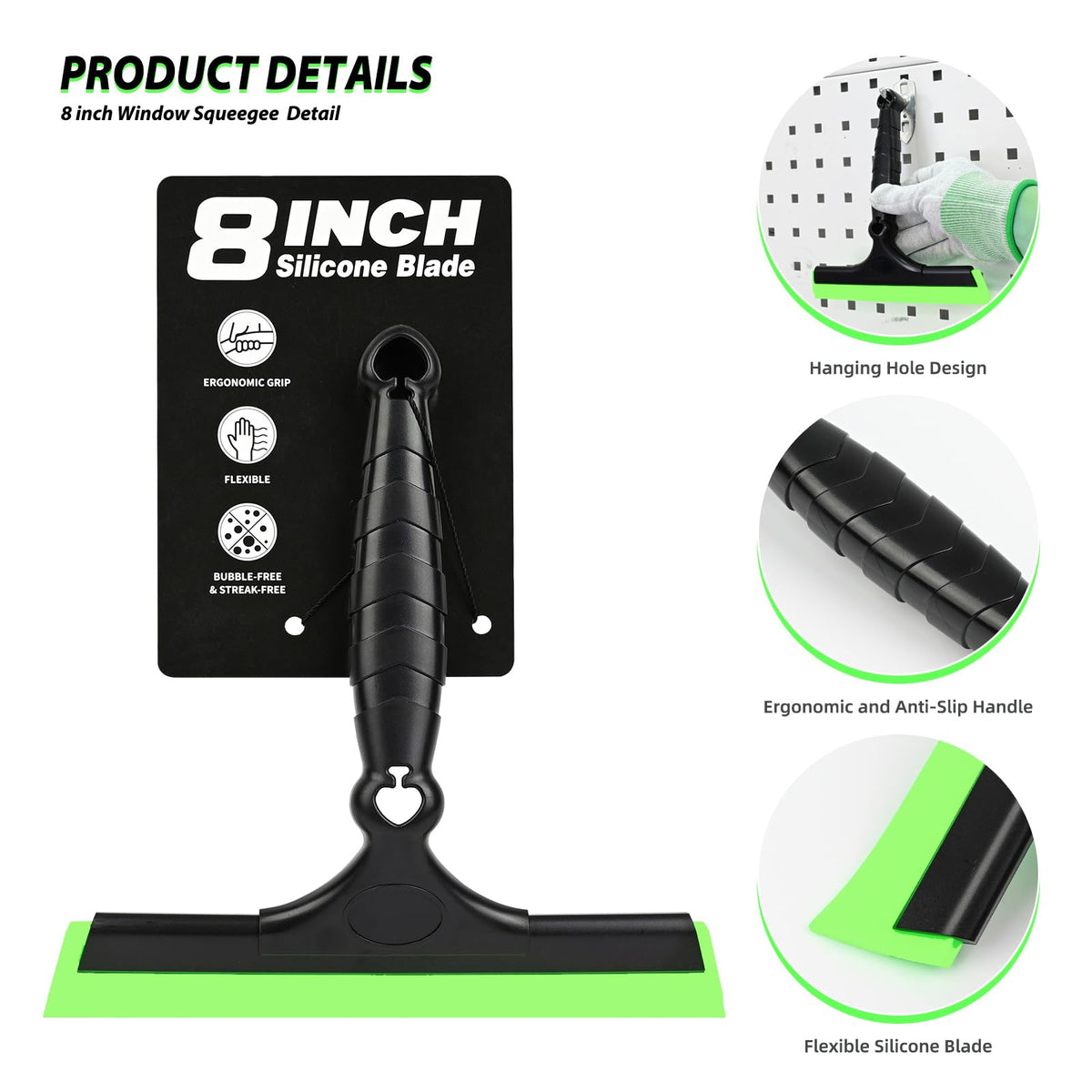 EHDIS squeegee clearing water from a car windshield for faster drying and clarity
