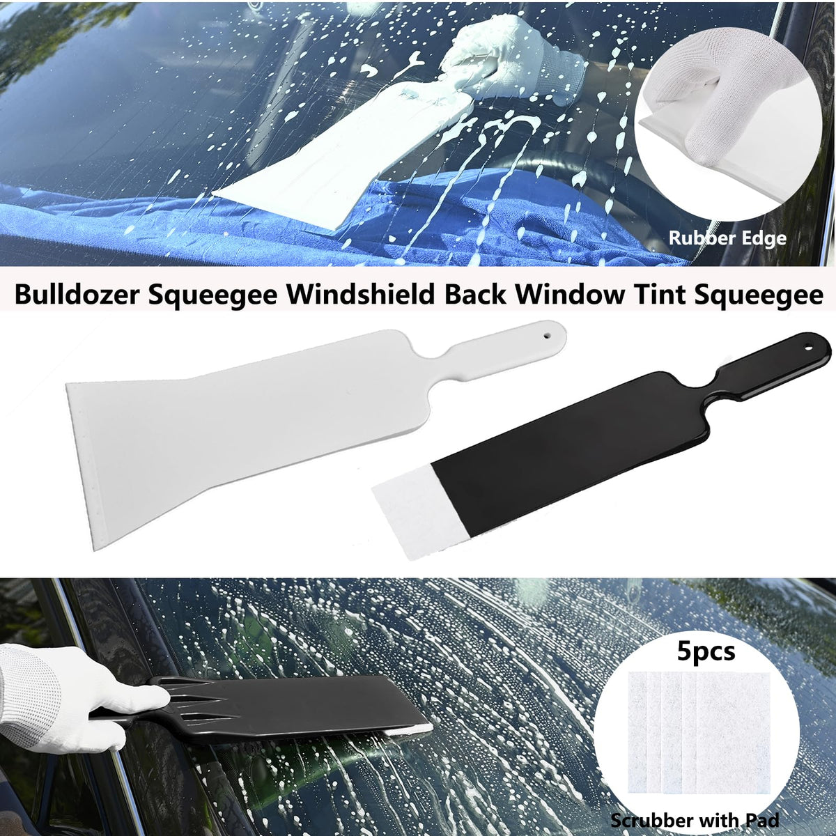 EHDIS long bulldozer squeegee close-up protects film while reaching corners