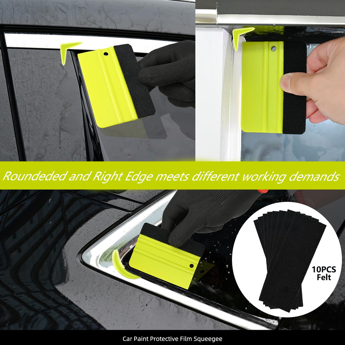 EHDIS rubber corner squeegee in use reaching tight seams and gasket edges