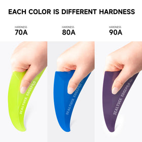 EHDIS soft green squeegee close-up showing rounded edge that protects film during smoothing