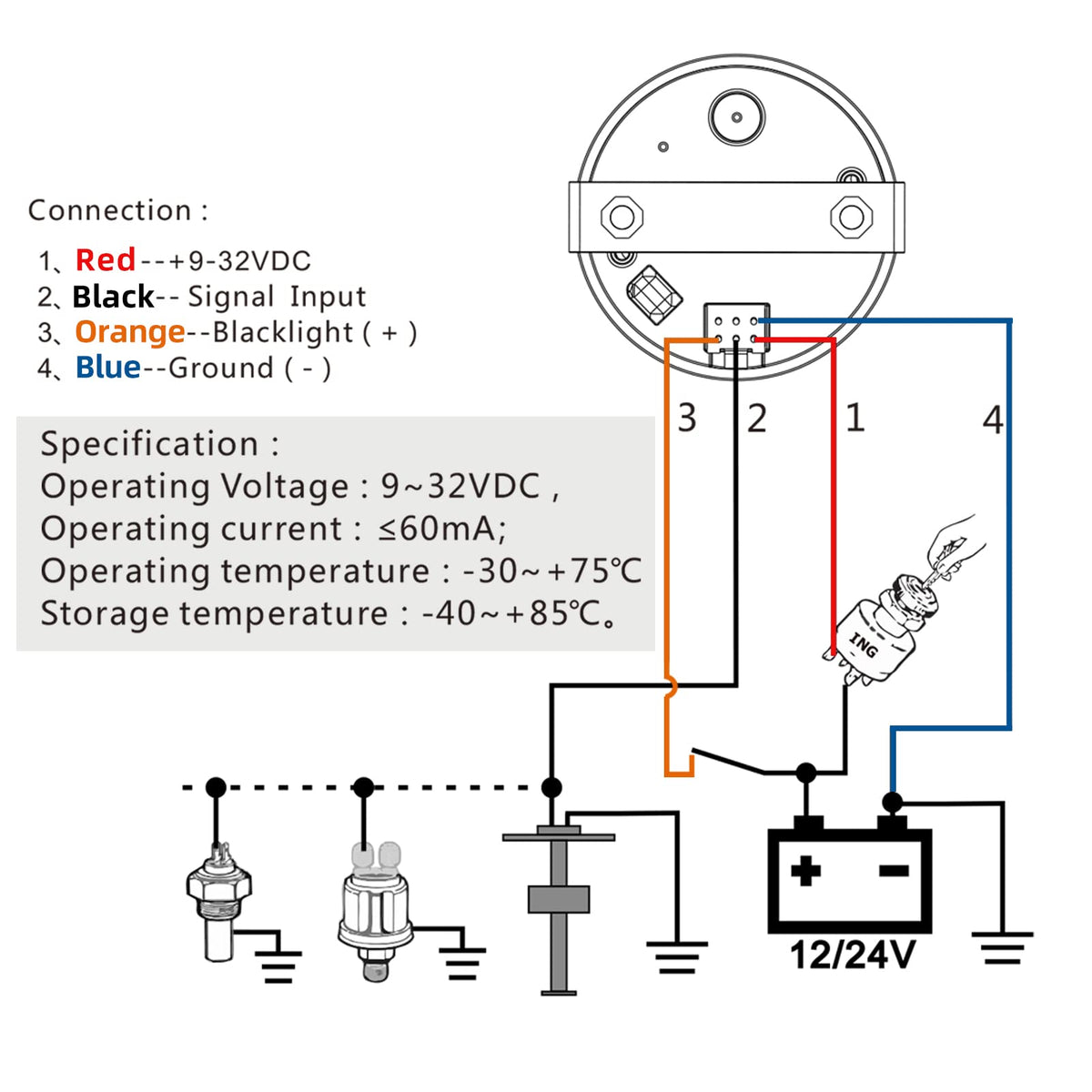 EIKLIM gauge beside ruler showing 52mm fit and simple installation benefit