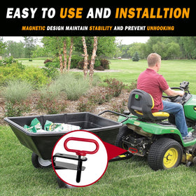 EilxMag in use on a lawn mower attachment enabling faster hookup benefit