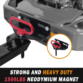 EilxMag hitch next to measuring tape showing dimensions and fitment clarity
