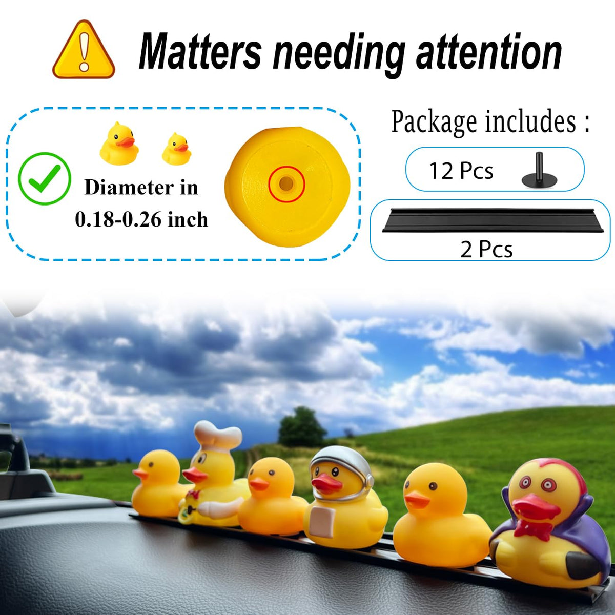 EJDRFN plugs holding assorted rubber ducks showing adjustable spacing benefit