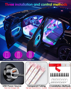 EJ's SUPER CAR app and 40-key RF remote displayed enabling quick color and mode control