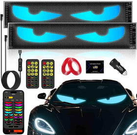 EJ's SUPER CAR front view of paired windshield LED eyes showing bold display benefit