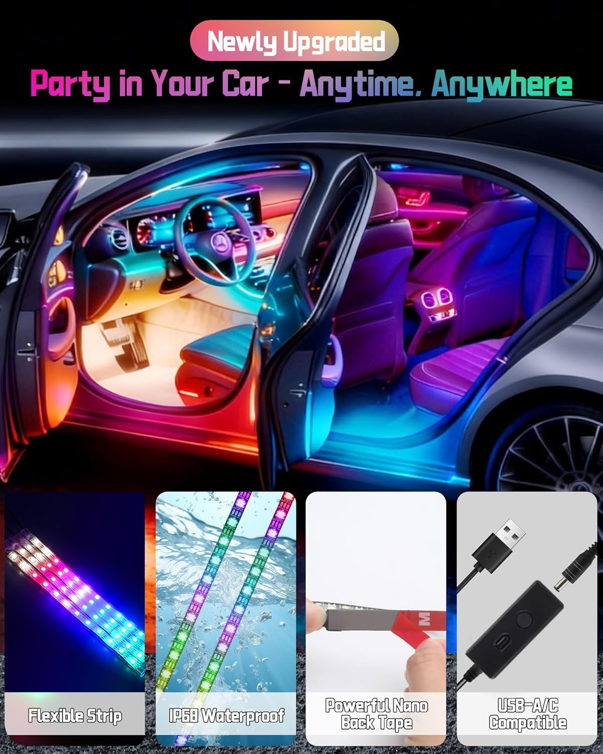 EJ's SUPER CAR strip next to smartphone showing scale and compact flexible design