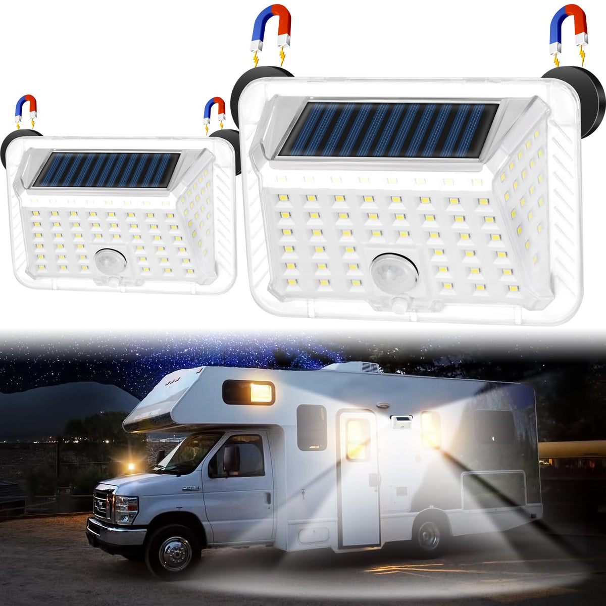 EJYTRVT front view showing LED array and compact housing for bright exterior lighting