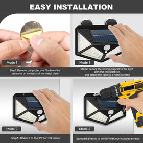 EJYTRVT illuminating a camper porch, shows improved safety and convenience