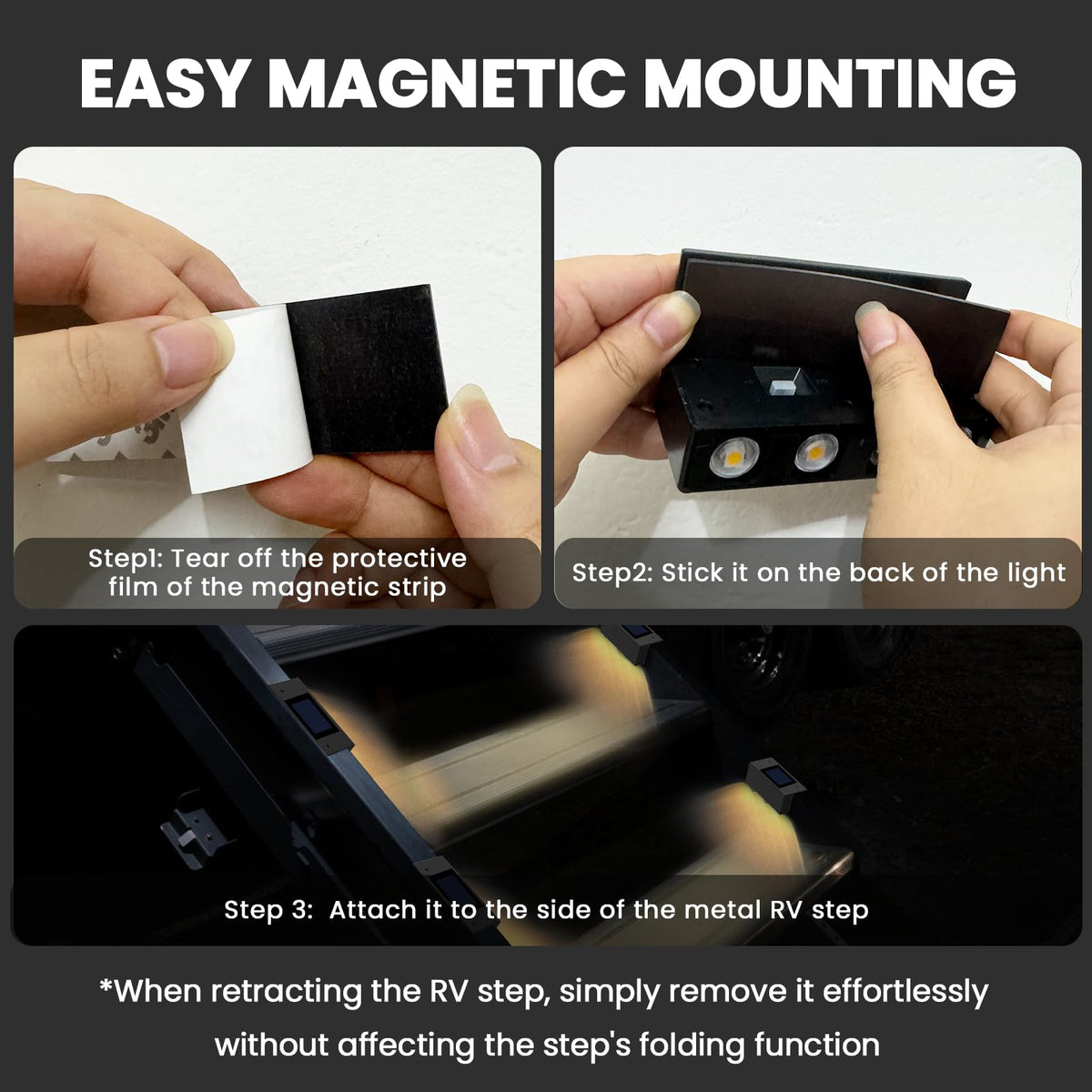 EJYTRVT screws magnets and adhesive accessories laid out for flexible mounting
