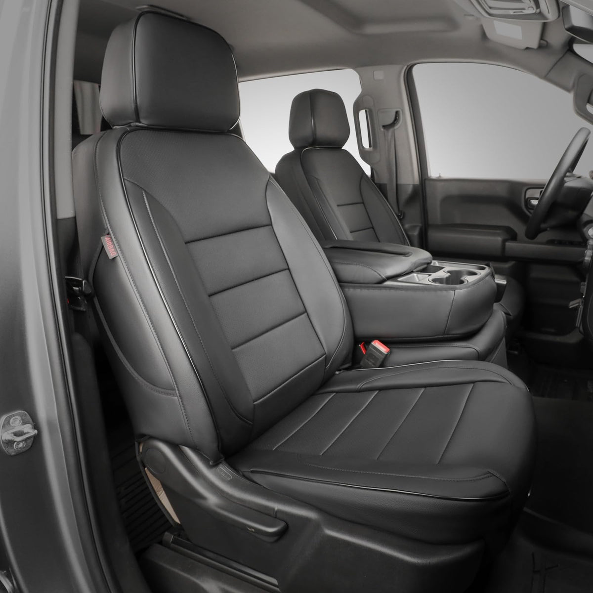 EKR front view of fitted rear bench seat covers showing sleek black finish and protection