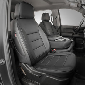EKR front view of fitted rear bench seat covers showing sleek black finish and protection