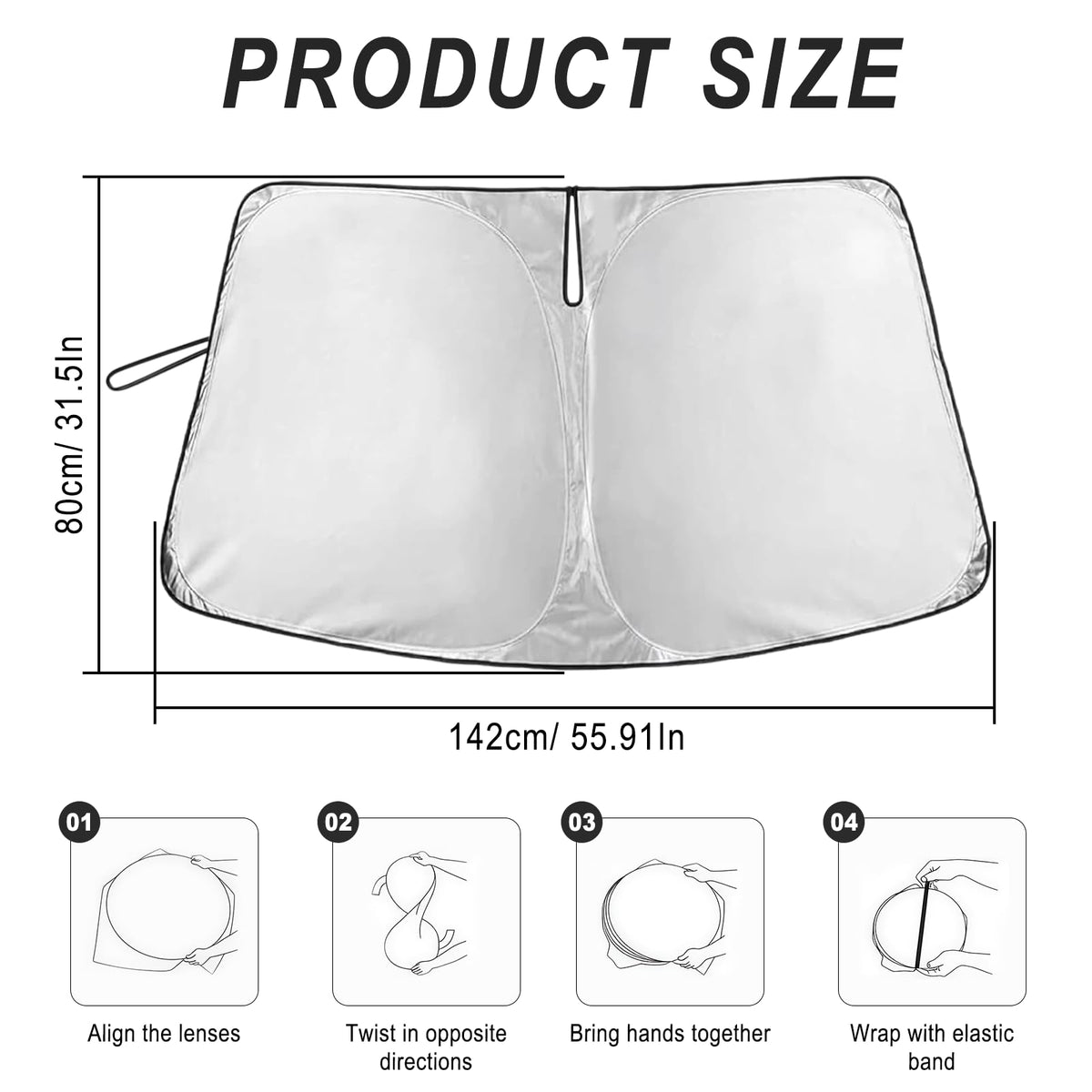 EKUWU folded shade inside storage bag for compact portability