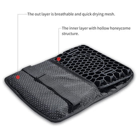 ELCYCO cushion mounted on rear seat demonstrating improved passenger comfort
