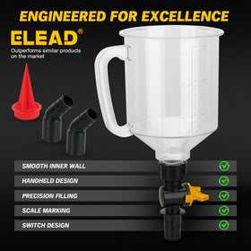 ELEAD elbow fitting detail enabling angled, hands-free pouring