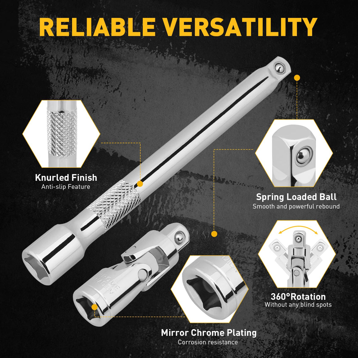 ELEAD extension bars and universal joint for reaching deep confined spark plugs