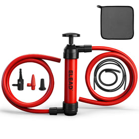 ELEAD front view of siphon pump showing compact portable design and rapid transfer benefit