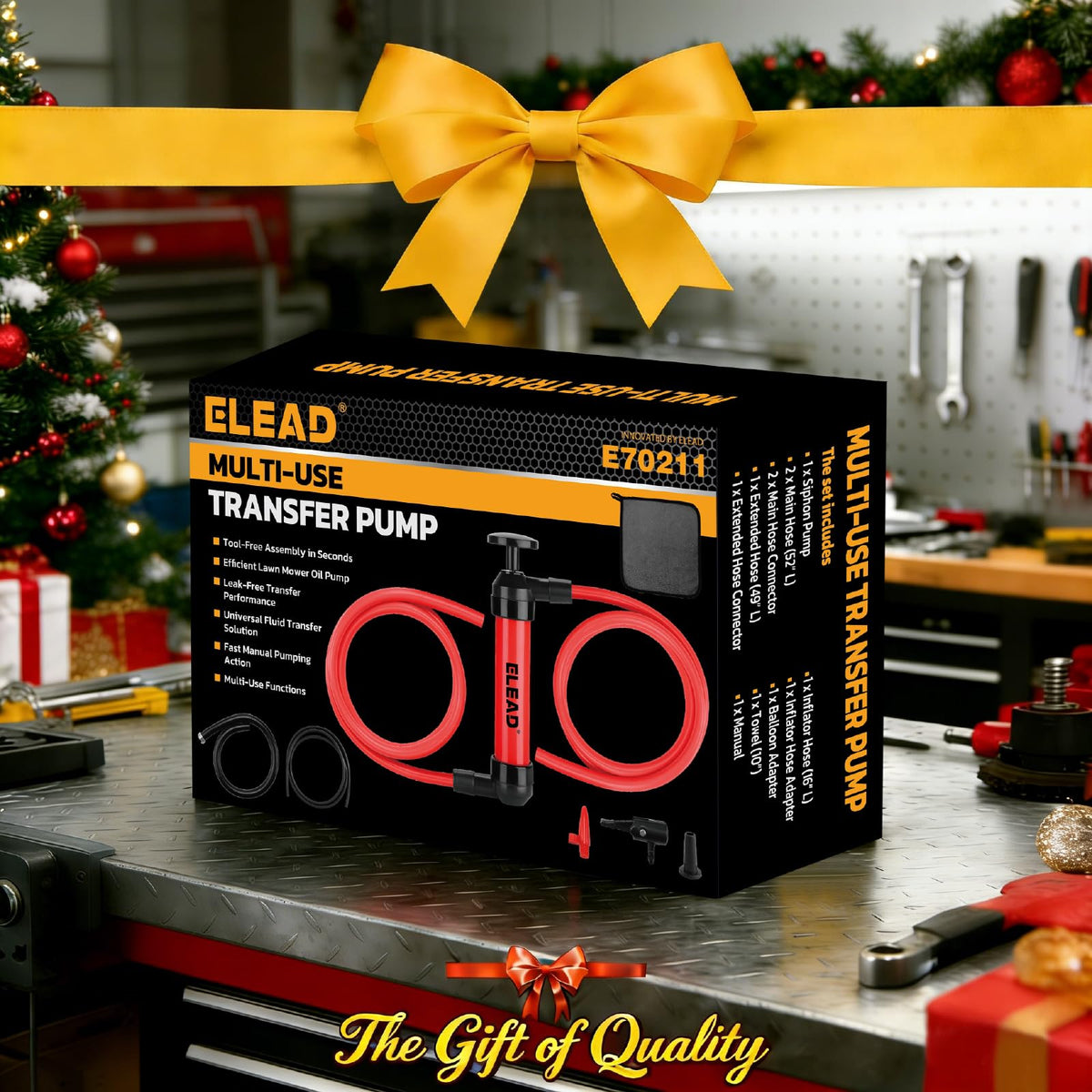 ELEAD multi-adapter kit arranged to show included fittings for air and liquid tasks