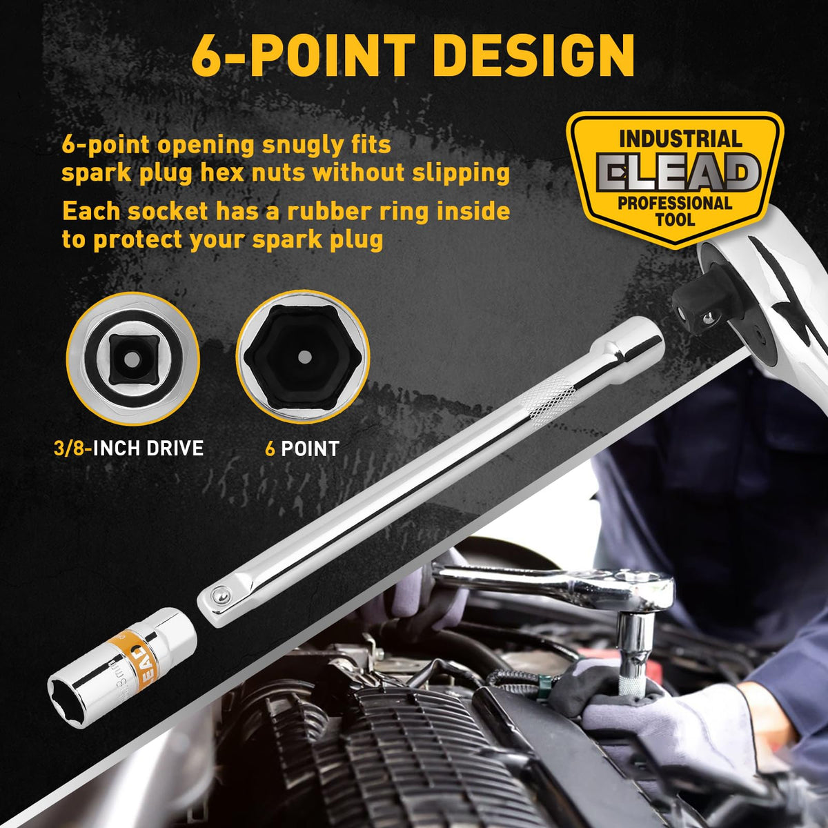 ELEAD rubber holding ring inside socket protecting porcelain and securing plugs