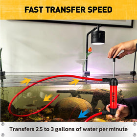 ELEAD pump held in hand for scale showing compact portability for storage and transport