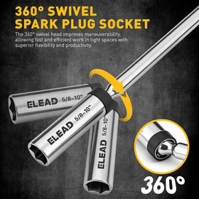 ELEAD swivel head detail showing 360-degree flexibility for tight spaces