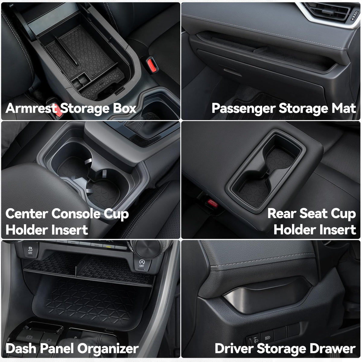 ELECFRESH armrest storage box open inside RAV4 offering hidden organization benefit
