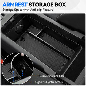ELECFRESH center console organizer tray layout displaying segmented slots for small items
