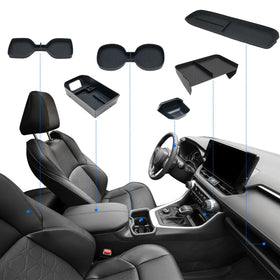 ELECFRESH front view of 6-piece console organizer showing neat packaging and fit benefits