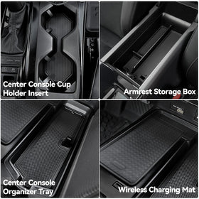 ELECFRESH hidden armrest box open showing extra concealed space and clean organization