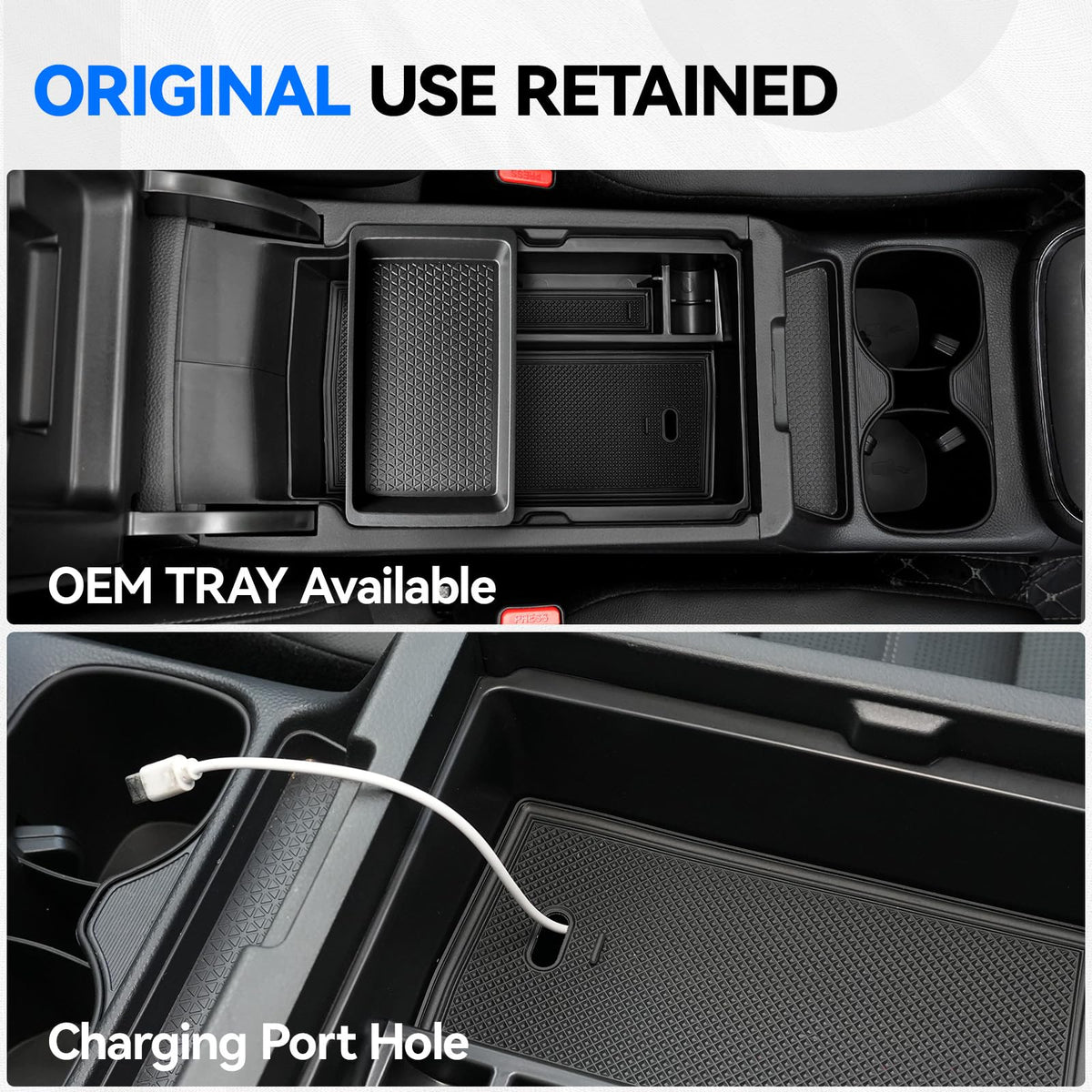 ELECFRESH hidden armrest box holding valuables securely