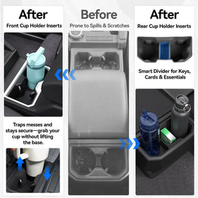ELECFRESH rear cup holder liner securing passenger beverages on bumpy roads
