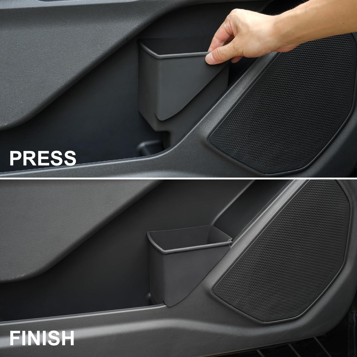 ELECFRESH trash can in car interior lifestyle shot showing neat cabin appearance