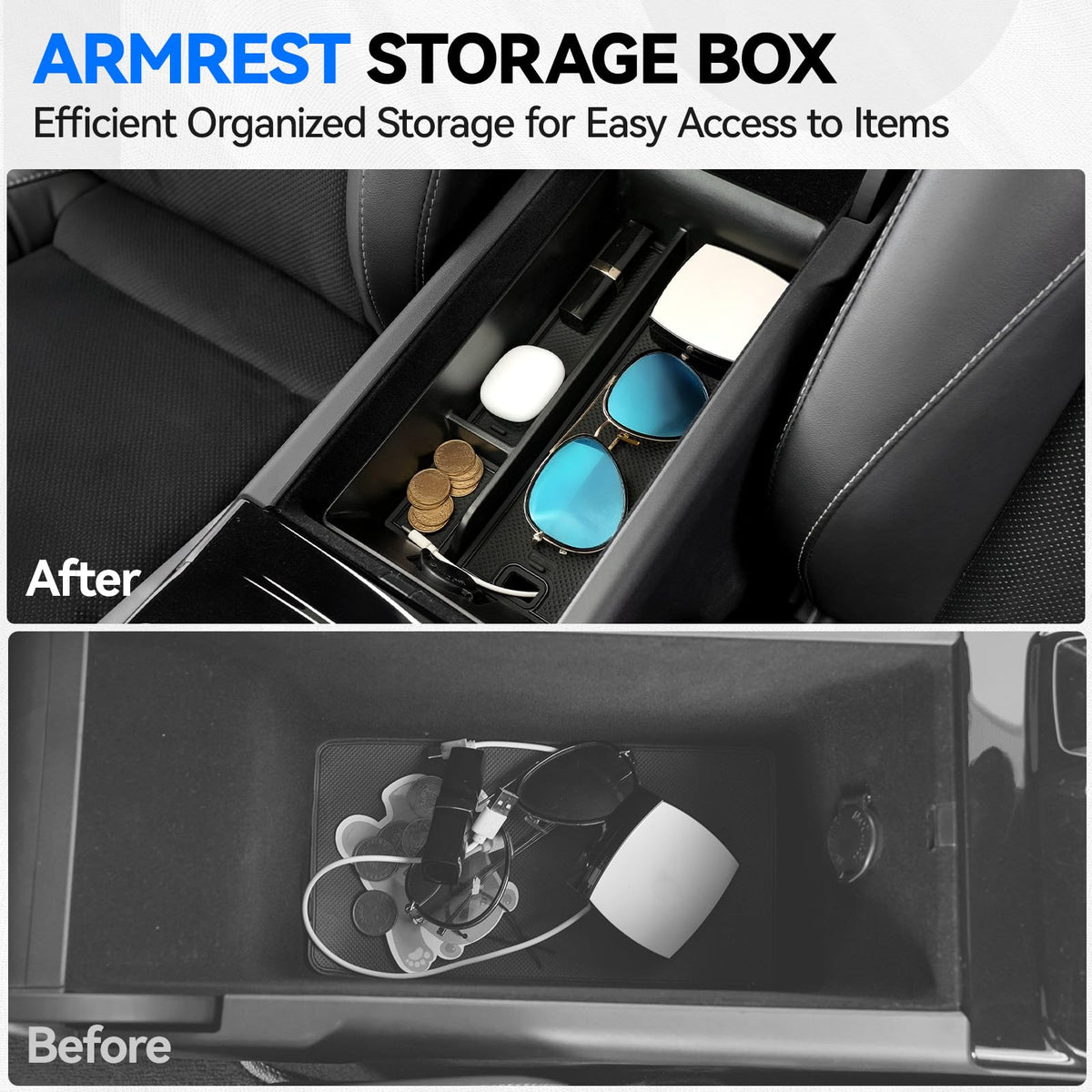 ELECFRESH wireless charging mat placed in console showing cable-free phone charging convenience