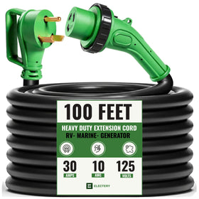 ELECTERY front connectors showing TT‑30P to L5‑30R and secure twist‑lock benefit