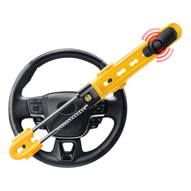 ELECTOP steering wheel lock front view showing bright yellow deterrent and sturdy build