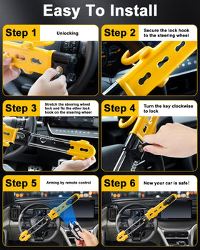 ELECTOP lock installed on steering wheel demonstrating easy secure fit and protection
