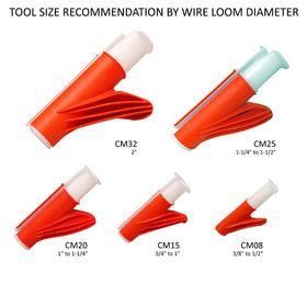 Electriduct tools laid out to show full size range for various conduit diameters