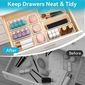 ElegantArray holding makeup brushes and palettes demonstrating neat display benefit