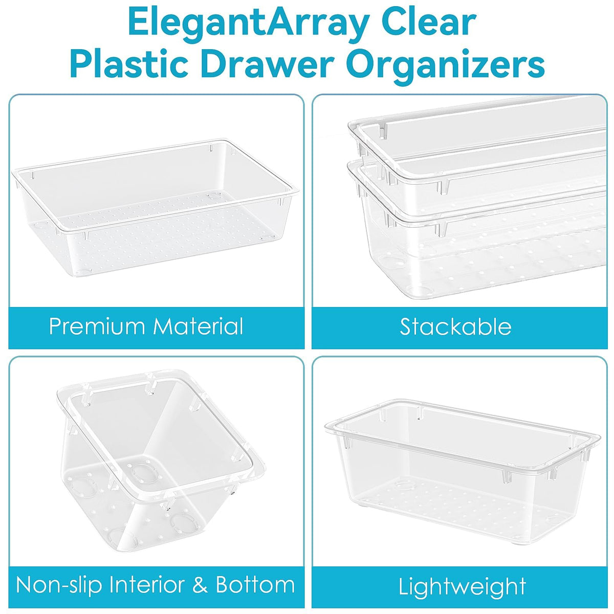 ElegantArray trays on a tabletop illustrating included sizes and planning benefit