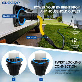 ELEGRP cable texture and printed markings highlighting STW jacket and 10 AWG copper durability benefits