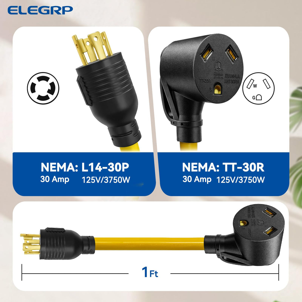 ELEGRP close-up of 10 AWG copper cord showing rugged jacket for durability